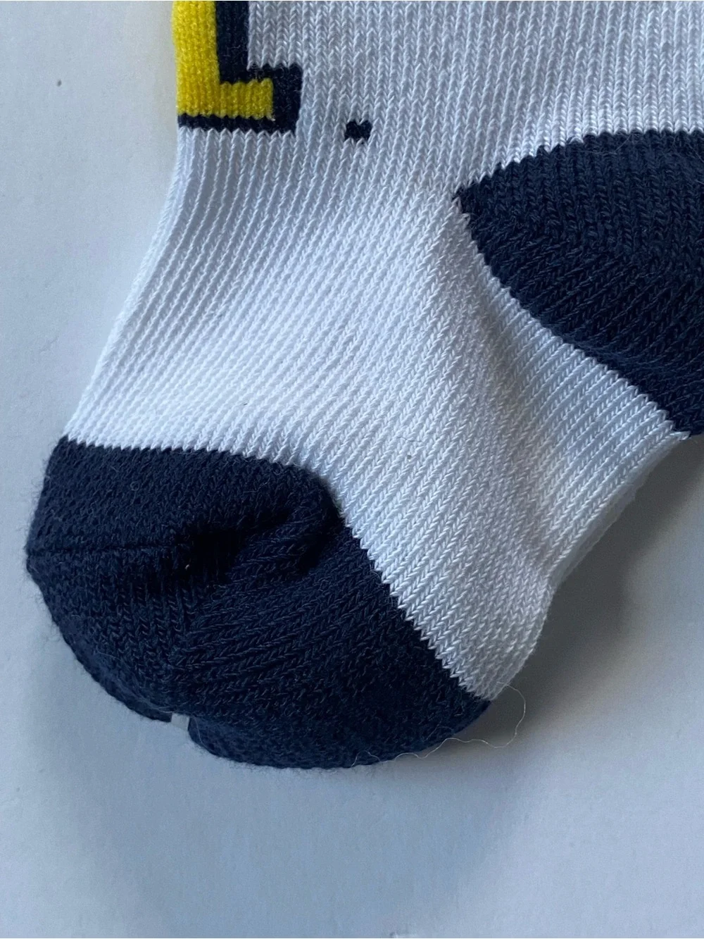 Trinity College Baby Socks 3-6 Months New Bantams Logo “T” Yellow Blue NWT